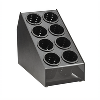Vollrath Countertop Flatware Holder Organizer with 8 Compartments and 8 Flatware Cylinders, Black ABS and Smoked Acrylic