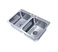 Advance Tabco Smart Series™ Double Bowl Self-Rim Drop-In Sink, 45 1/2