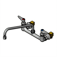 T&S Brass Double Pantry Wall-Mount Mixing Faucet with 12-Inch Swing Nozzle, 8-Inch Centers