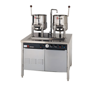 Groen Electric Double 20-Quart Hand-Tilt Kettle Cabinet Assembly with 36-Inch Stainless Steel Base
