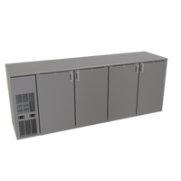Glastender C2FB92 Two-Zone Front-Serviced Bar Profile Back Bar Cooler, 92 Inch, Four-Section