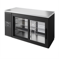 True Premier Bar 60-Inch Pass-Thru Two-Section Back Bar Cooler with 4 Sliding Glass Doors and Side-Mounted Self-Contained Refrigeration