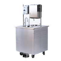 Vollrath Double-Sided Mobile Stainless Steel Hand Washing Station with Dual Round Bowl Sinks and Foot Pump