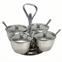 Winco RS-4 4-Compartment Stainless Steel Relish Server, 8 oz Each