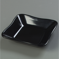 DeliWare 5.5-Inch Square Scalloped Melamine Platter Inset Dish, 8.5 oz, Black