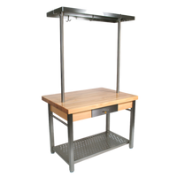 John Boos Cucina Grande 48 Inch x 36 Inch Maple Top Work Table with Stainless Steel Undershelf, Drawer, and Towel Bars