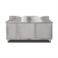John Boos 48-Inch x 36-Inch Stainless Steel Beverage Unit with Right Trash Chute and Cabinet Base