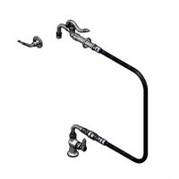 T&S Brass Single-Hole Deck Mount Pot Filler Mixing Faucet with 96-Inch Hose and 90° Spray Valve