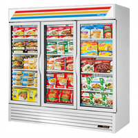 True GDM-72F-HC~TSL01 3-Section Glass Door Freezer Merchandiser, Self-Contained Bottom-Mount, White