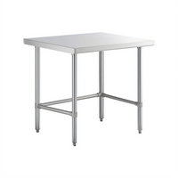 Sapphire 48-Inch x 24-Inch Stainless Steel Flat Top Work Table with Open Base and Beveled Square Edge