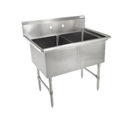 John Boos B Series 2-Compartment 16 Gauge Stainless Steel Sink with 10-Inch Backsplash, 41-1/8 Inch Wide