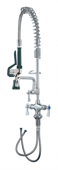Krowne Royal Series Space Saver Single Hole Deck Mount Pre-Rinse Faucet Assembly with Add-On Faucet and 8-Inch Spout