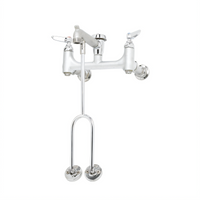 T&S Brass B-0655-BSTR 8-Inch Wall Mount Service Sink Faucet with Vacuum Breaker, Built-In Stops, Rough Chrome Finish