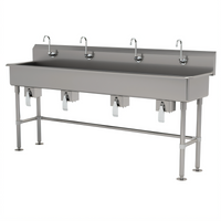Advance Tabco 80-Inch Four-Station Knee-Operated Freestanding Hand Wash Sink