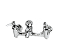 T&S Brass Wall-Mounted Service Sink Faucet with Vacuum Breaker Nozzle and Pail Hook, 8-Inch Centers