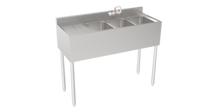 Krowne Silver Series Three-Compartment Stainless Steel Underbar Bar Sink with Left Drainboard, 48-Inch Wide