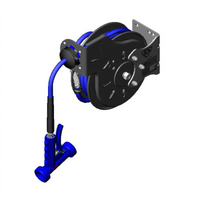 T&S Brass Open Epoxy Coated Retractable Hose Reel with 3/8 Inch x 15 Foot Hose and Rear Trigger Spray Valve