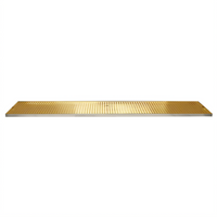 51-Inch Surface Mount Beverage Drip Tray with Stainless Steel Tray, Perforated PVD Brass Grid, and 3-1/2-Inch Drain Nipple