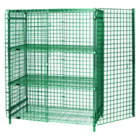 Quantum Stationary Security Cage with 2 Intermediate Shelves, 48W x 18D x 63H, Green Epoxy Finish