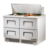True 48-Inch Two-Section Drawered Sandwich/Salad Prep Table with 4 Drawers, 18-Pan Top, R290 Hydrocarbon Refrigeration