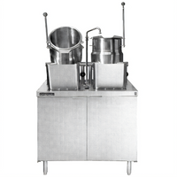 Crown DMT-6-6 Direct Steam Kettle with (2) 6 Gallon Tilting Kettles on 36-Inch Cabinet Base