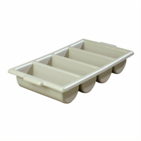 Save-All Gray 4-Compartment Polyethylene Silverware Tray with Contoured Handles