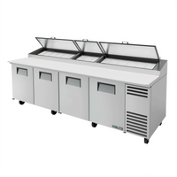 True TPP-AT-119-HC 4-Section Pizza Prep Table with Side-Mounted Self-Contained Refrigeration