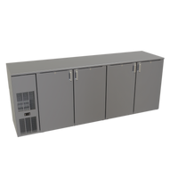 Glastender C1FB92 One-Zone Front-Serviced Bar Profile Back Bar Cooler, 92 Inch, 4-Section, 16 Inch Door Openings