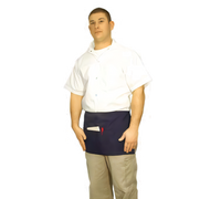 Admiral Craft Black Three-Pocket Waist Apron, 12 x 24 Inch, 65/35 Cotton Twill