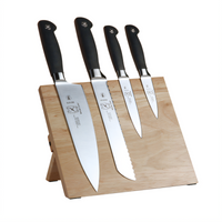 Mercer Culinary Genesis 5-Piece Magnetic Board Knife Set with Rubberwood Board