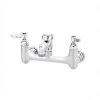 T&S Brass 8-Inch Wall Mount Service Sink Mixing Faucet with Vacuum Breaker Spout and Garden Hose Outlet