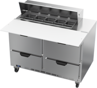 Beverage-Air 48-Inch Two-Section Sandwich Top Refrigerated Prep Table with 4 Drawers