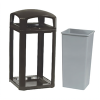 Landmark Series Classic 50 Gallon Square Hooded Trash Container with Rigid Liner