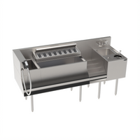 Krowne Royal Series 72-Inch Stainless Steel Underbar Workstation with Ice Bin, Dump Sink, and Speedrail