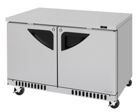 Turbo Air Super Deluxe Two-Section Undercounter Refrigerator, Front Breathing, 48 1/4-Inch Wide, Solid Doors