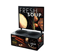 Vollrath Cayenne Twin Well Countertop Soup Merchandiser with Menu Board and Tuscan Graphics, 2 x 7-1/4 Qt Insets