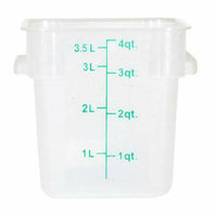Omcan 4-Quart Square Translucent Polypropylene Food Storage Container