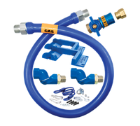Dormont Blue Hose 1 Inch ID x 48 Inch Double Swivel MAX Moveable Gas Connector Deluxe Kit with Safety Quik Valve and Restraining Device