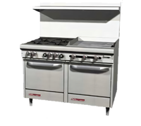 Southbend S-Series 48-Inch Gas Restaurant Range with 2 Open Burners, 36-Inch Griddle, Standard Oven, and Cabinet Base