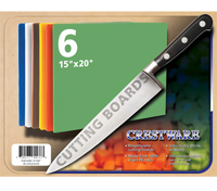 Crestware 18 x 24 x 1/2 Inch Assorted-Color Polyethylene Cutting Board Pack of 6