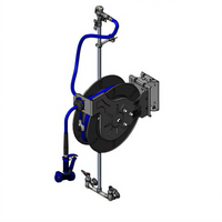 T&S Brass Wall-Mount Open Stainless Steel Hose Reel System with 50-Foot Hose and Mixing Faucet