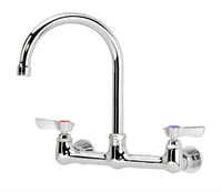 Krowne Silver Series Splash-Mounted Commercial Faucet with 6-Inch Gooseneck Spout, 8-Inch Centers