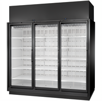 True TRM3M 3-Section Medium Temperature Glass Door Refrigerated Merchandiser, Black Exterior/White Interior, Self-Contained