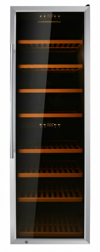 Omcan Vinovero 180-Bottle Dual Zone Commercial Wine Cooler with Locking Stainless Steel-Framed Glass Door