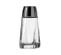 Anchor Hocking Continental 2 oz Clear Glass Tapered Single Salt & Pepper Shaker with Plastic Lid