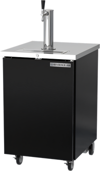 Beverage-Air 24-Inch Draft Beer Cooler with Single Faucet Column, 1 Keg Capacity, Black Exterior