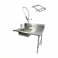 BK Resources 36-Inch Straight Soiled Dish Table with Right-to-Left Operation, Pre-Rinse Sink, and Galvanized Legs