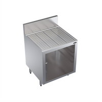 Krowne Royal Series 24-Inch x 24-Inch Underbar Glass Storage Cabinet with Drainboard Top, Open Front Base, and 3 Rack Slides