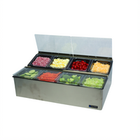 EZ-Chill Stainless Steel Countertop Food Prep and Garnish Center with 8 1/6 Pans