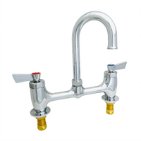 Fisher Commercial Deck-Mount Manual Faucet with 6-Inch Swivel Gooseneck Spout, 8-Inch Centers